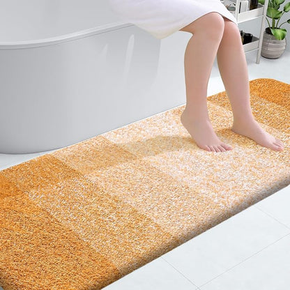 OLANLY Bathroom Runner Rugs Mat 70x24, Extra Soft Absorbent Microfiber Bath Rugs, Rubber Backing, Quick Dry, Washable Long Bath Mats for Bathroom, Tub and Shower, Home Decor Accessories, Golden Yellow
