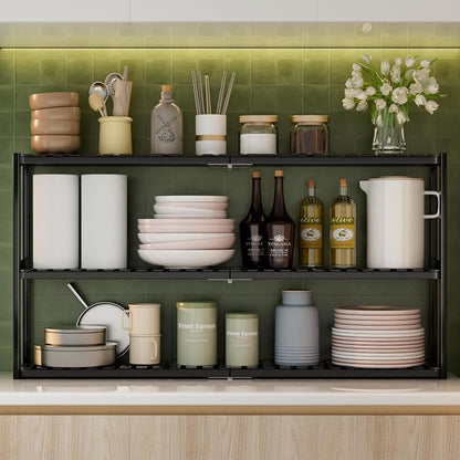 Extra Long Bathroom Organizer Storage Shelves 100% Bamboo Adjustable Height Over The Toilet Storage Floating Shelf for Wall Shower Shelf Can Placed in The Bathroom Kitchen Living Room for Multi Usage