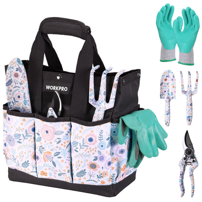 WORKPRO 5PCS Garden Tool Set, Aluminum Heavy Duty Gardening Tool Set with Bag, Outdoor Garden Hand Tools, Gardening Gifts