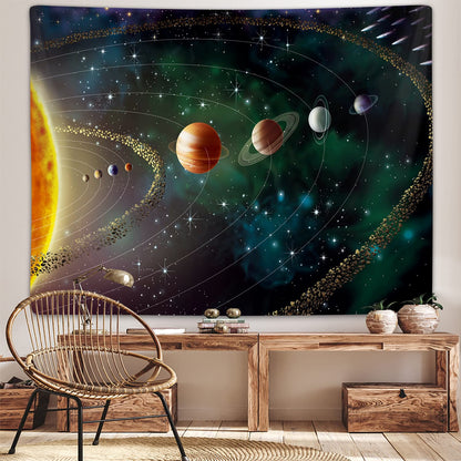 Outer Space Planet Tapestry, Universe Galaxy Solar System Earth Art Tapestries Wall Hanging for Men Kids Bedroom College Dorm Living Room Office Science Decor 80X60", Cool Hippie Poster Blanket