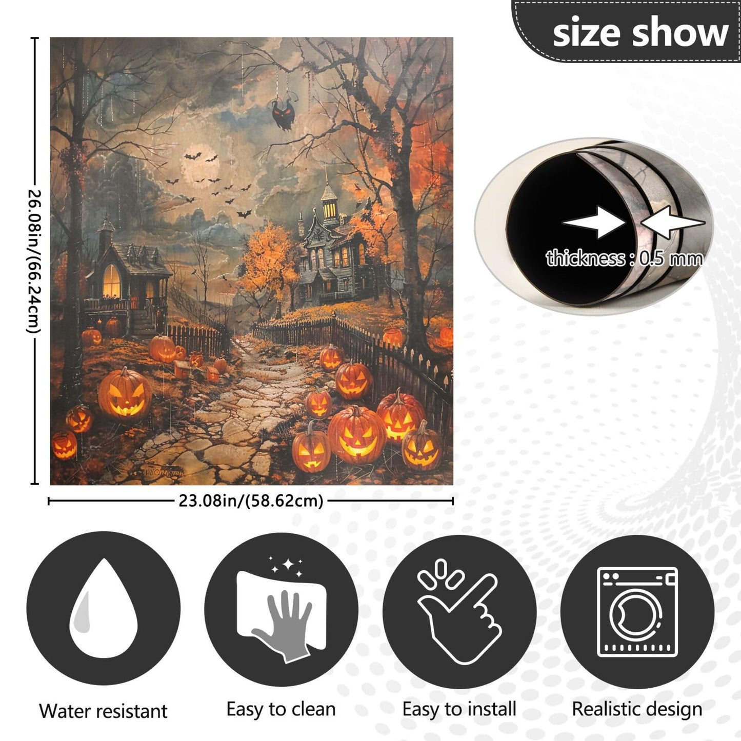 Halloween Pumpkin Lantern Dishwasher Stickers Magnetic Cover Spooky Bat Raven Kitchen Fridge Magnet Covers Decals Home Decorations Vinyl Sticker Reusable 23W x 26H inches