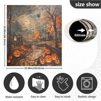 Halloween Pumpkin Lantern Dishwasher Stickers Magnetic Cover Spooky Bat Raven Kitchen Fridge Magnet Covers Decals Home Decorations Vinyl Sticker Reusable 23W x 26H inches