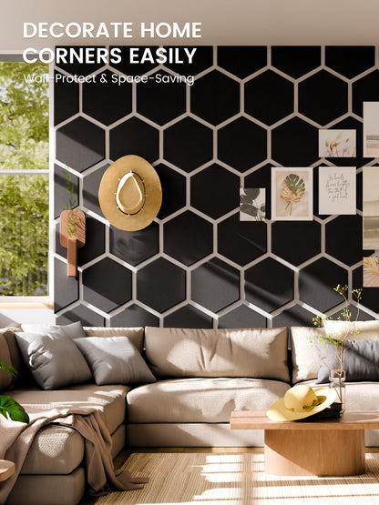 Fluxynara Hexagon Cork Board Alternative for Walls Decor-12-Pack Felt Bulletin Board Tiles,with 30 Pushpins,70 Adhesive Tabs for Office,Classrooms & Home Pin Board Felt Board-Black