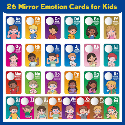 Broytain Emotion Cards for Kids, 26 Feelings Cards with Built-In Mirror, SEL Learning Flashcards with Coping Skills, ADHD/Autism Learning Materials, Emotions Flashcards for Therapy, Home Use