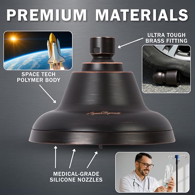 Aqua Elegante Massage Shower Head With Mist - High Pressure Boosting, Adjustable Massaging Rainfall Showerhead For Low Flow Showers With Water Saving Nozzles - 2.5 GPM - Oil-Rubbed Bronze