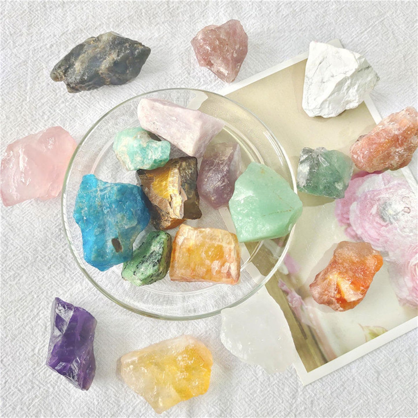 Apatite Raw Crystals Healing Crystals Natural Rough Stones 1.2-2" for Tumbling, Fountain Rocks, Yoga, Meditation, Polishin, Gift 4
