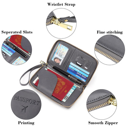 LEEXTON Leather RFID Blocking Passport Holder Travel Wallet, Passport Cover/Travel Wallet for Women/Men with