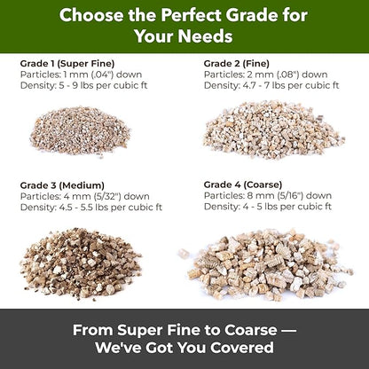 Organic Coarse Vermiculite for Indoor Gardening Plants and Mushrooms – Enhances Soil Aeration, Seed Germination, Rooting Cuttings – Small Packages and Bulk (Vermiculite Grade 3 – Medium, 1 qt)