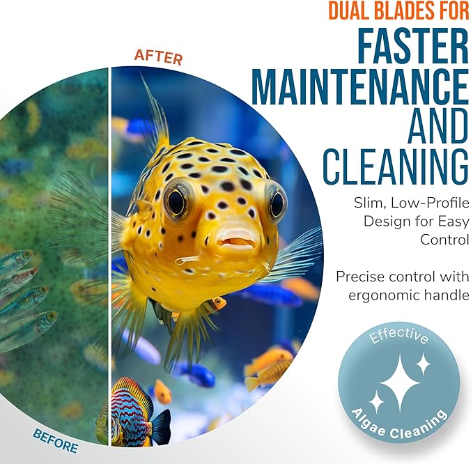 Flipper Edge 2-in-1 Scrubber Scraper Floating Magnetic Fish Tank Aquarium Cleaner with Dual Blades - Efficient Glass & Acrylic Aquarium Cleaning Tools (MAX)