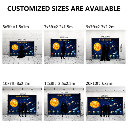 Renaiss 7x5ft Solar System Backdrop Planets Educational Lecture Backdrop Science Outer Space Unit Poster for Students Classroom Galaxy Chart Banner School Bulletin Board Supplies Kids Bedroom Decor