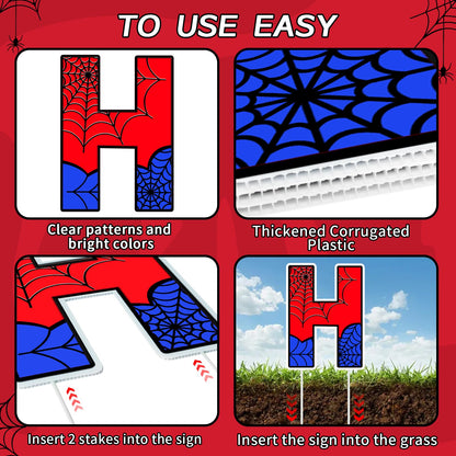 Aijoso Spider Happy Birthday Yard Signs with Stakes for Garden Outdoor Party Decorations
