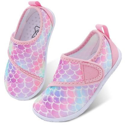 LeIsfIt Boys Girls Water Shoes Kids Aqua Socks Toddler Quick-Dry Beach Swimming Shoes Lightweight Breathable Non-Slip Outdoor Sport Water Shoes Pink Scale 12 Little Kid