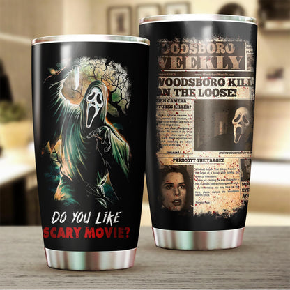 Horror Movie Character Inspired Tumbler 20 Oz, My Level Of Sarcasm Depends On Yoiur Lavel Of Stupidity Tumbler, Gifts Idea for Horror Movie Fans, Stainless Steel Water Bottle for Hot & Cold Drinks