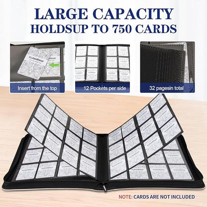 Card Binder – 720 Capacity, Zippered Trading Card Holder for MTG, Sports & Collectible Cards – Acid-Free, Durable & Travel-Friendly Storage (Pink dots, 12 Pocket)