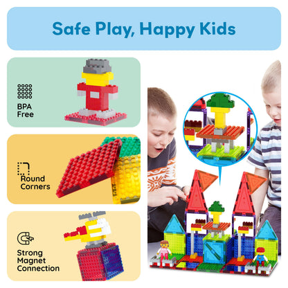 PicassoTiles Magnetic Building Blocks Brick Tiles STEM Creative Magnet Tiles Add Ons Set Construction Toy Socket Spikes Accessory Toys Educational Imaginative Learning Kit Stacking Set Toddlers Colors