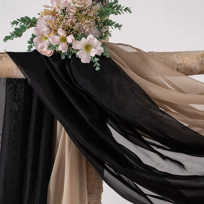 MIULEE Black Window Scarf Valance for Halloween Party - Sheer Curtain Scarf Topper Window Treatment Decorative Drapes for Wedding Arch Ceremony Canopy Bed, Swag Curtain One Panel, 37"x 216"