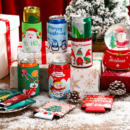 SEPGLITTER 18 Pcs Christmas Can Cooler Sleeves Xmas Beer Drink Cover