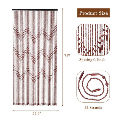 Osunnus Handmade Beaded Curtain for Doorway - Bamboo Wooden Door Beads - Boho Rustic Home Store Decor, 35.5 x 75 Inches Brown