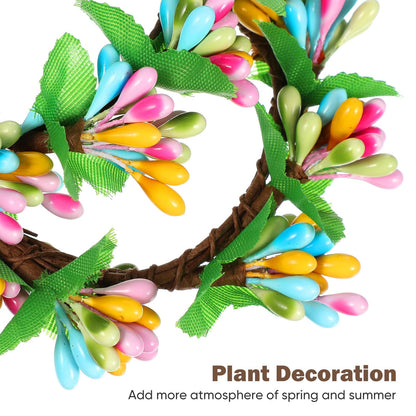 Yardwe 4 Pcs Easter Candle Rings Wreaths Artificial Spring Mini Pip Berry Wreath for Pillar Candles Rustic Farmhouse Table Centerpiece Kitchen Cabinet Decor Ring Holder