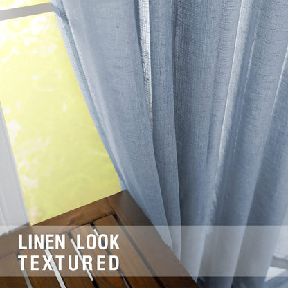 KOUFALL Dusty Blue Sheer Curtains 84 Inches Long,Semi Filtering Stone Light Blue Linen Look Curtains for Living Room Bedroom,Slate Grey Blue