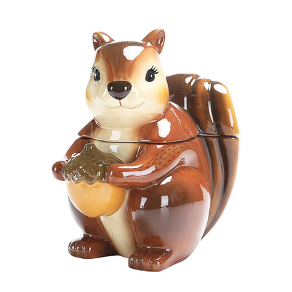 Bico Squirrel 8 inch Air Tight Cookie Jar, Hand Painted Ceramic Container, Dishwasher Safe