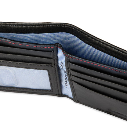Tommy Hilfiger mens Slim Leather Passcase Wallet With Removable ID Window Oxford Black