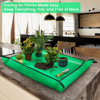 39.5" X 31.5" Large Repotting Mat for Indoor Plants Transplanting and Dirt Control Portable Potting Tray Plant Gifts for Plant Lovers Gardening Gifts for Women & Men