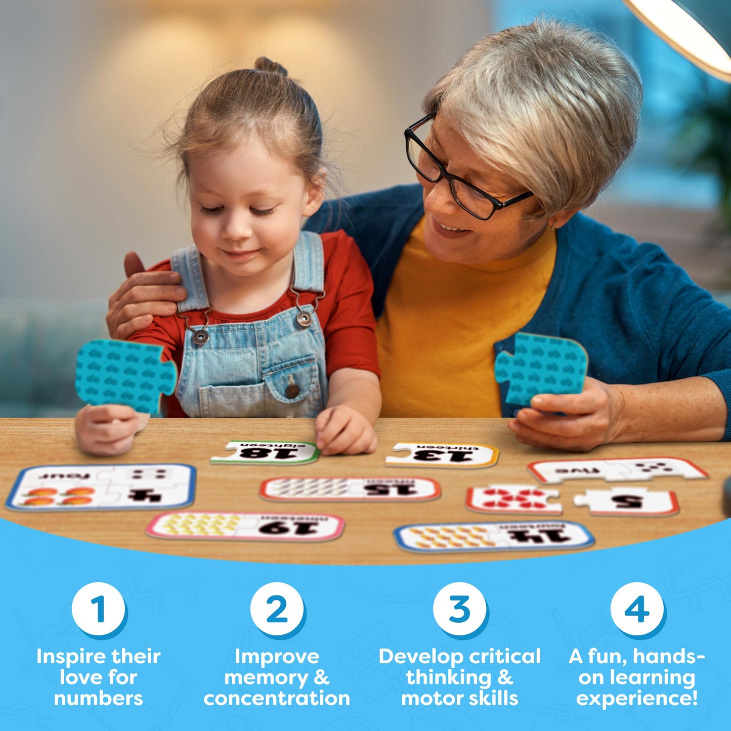 Number Puzzle Kindergarten Math Games - Number Matching Puzzle - 20 Sets Learning Numbers Puzzles - Counting Toys for Toddlers Kids Ages 3-5 - Educational Toys Preschool Learning Activities