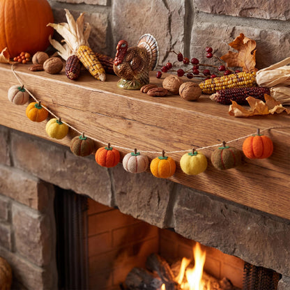 Yinder 8.2 ft Fall Pumpkin Felt Garland Autumn Decoration for Home Hanging Felt Pumpkin Banner Harvest Thanksgiving Garland Halloween Party Decor for Mantel Fireplace Farmhouse