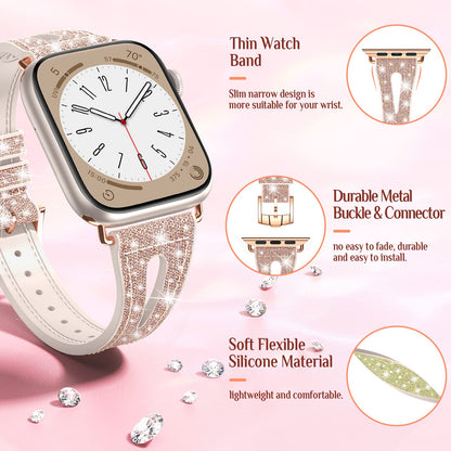 Goton Bling Silicone Band for Apple Watch Series 11/10 42mm, Series 7/8/9 41mm, Series 6/5/4/SE/SE2/SE3 40mm, Soft & Breathable Glitter Strap for Women, Stylish, Adjustable, Comfortable Fit, Sparkle