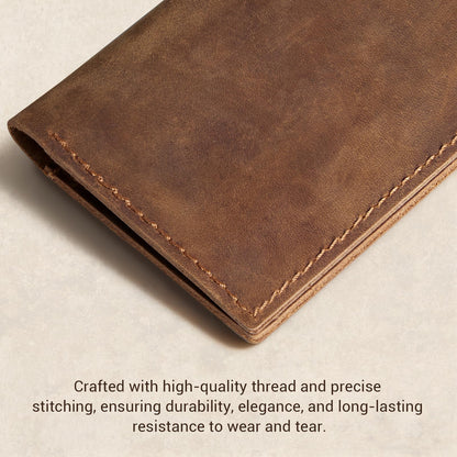 CoBak Genuine Leather Checkbook Cover – RFID Blocking, Luxury Handcrafted Design, Slim & Durable Organizer for Personal & Business Checks.Genuine Leather Brown