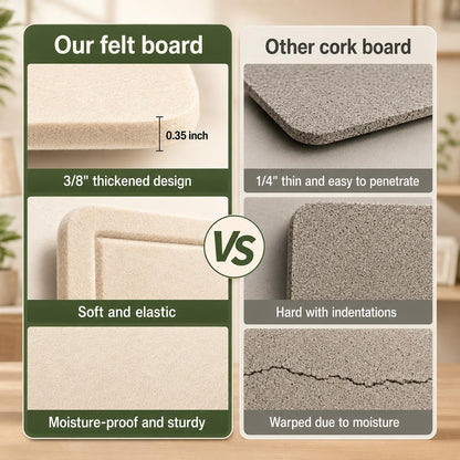 Baysola Beige Felt Bulletin Board for Wall 24 x 18 Inch Frameless