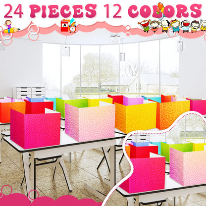 SATINIOR 24 Pcs Privacy Folders for Students, Desk Dividers for Classroom Testing, Student Privacy Boards Classroom Must Have, School Teacher Supplies(Swirl Style,Colorful)