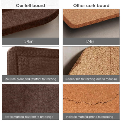 Bulletin Board, 24 x 18 inches Felt Board Decorative Pin Board, Cork Board Alternative for Wall, Foldable Photo Board Self-Adhesive Vision Board Mood Board with 20 Pushpins - Saddle Brown