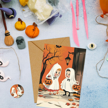 Whaline 33 Pack Halloween Cards Vintage Cartoon Greeting Cards with Envelopes Stickers Glue Stick Blank Note Card for Party Invitations, 4 x 6 Inch
