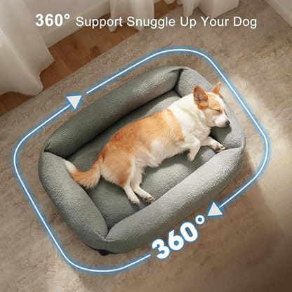 FURTIME Washable Dog Bed Extra Large Sized Dogs, Washable Comfy Fluffy XL Dog Bed, Removable Zipper Cover Machine Wash, Durable Sleeping Pet Cuddler Bed with Anti-Slip Bottom, 42x30x8 in, Dark Grey