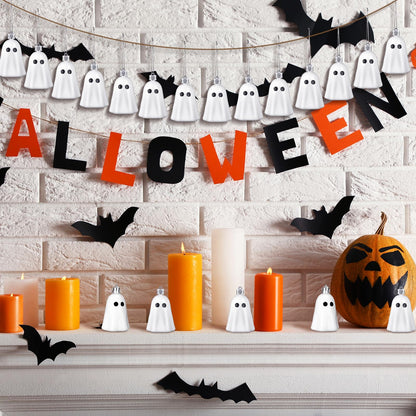 Tigeen 24 Pcs Halloween Hanging Ornaments Cute Ghost Decoration Halloween Tree Decoration Plastic Decorative Mini Ghost Ornaments for Home Tree Party Supplies (Cute,White)