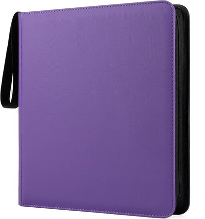 GEAoffice 12 Pocket Card Binder - Sturdy PU Cover Trading Card Binder, 30 Side Loading Pages, Card Collection Album for YuGiOh, MTG, TCG, Games&Sports, Zip Close, Ringless, Non-PVC, Purple