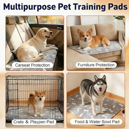 Puppy Pads with Pheromones, Washable Pee Pads for Dogs Potty Training, Reusable Dog Mat with Pet Hair Removal Gloves for Playpen, Crate, Whelping Box (Brown,L)