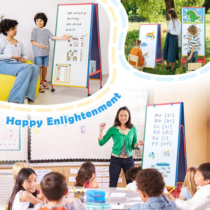 Mobile White Board with Stand - 70.8" H Double Sided Portable Rolling Whiteboard Kids Easel for Classroom,Height Adjustable Magnetic Dry Erase Board on Wheels for Home,School,48x24 inches