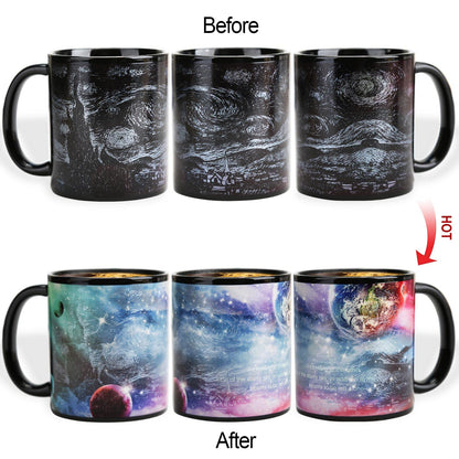 MUGKISS Color Changing Mug 12oz, Ceramic Heated Coffee Mug of Novelty Style, Gift for Family, Friends and Lover (Star Crossing B)