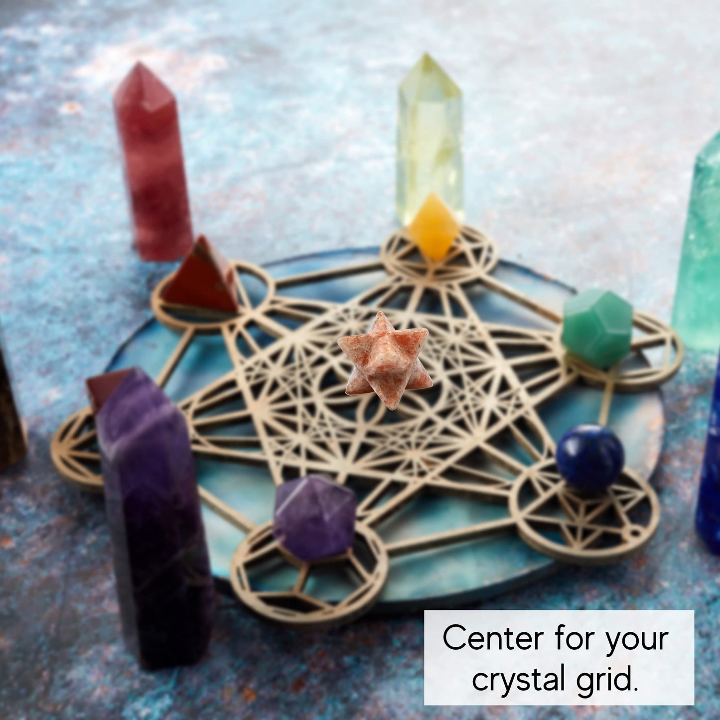 Amazing Gemstone Sunstone Merkaba Crystal - 0.75 Inches Metaphysical Merkaba Star for Meditation - Energetic Tetrahedron Crystal and Healing Stones and Healing (15-20mm)
