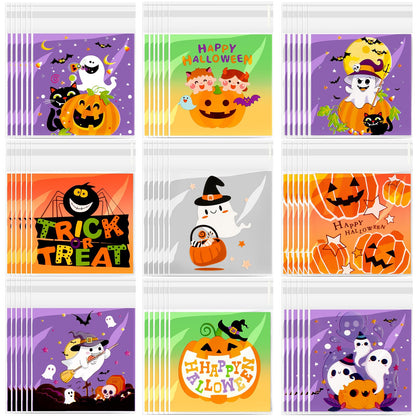 FEBSNOW 450pcs Halloween Ziplock Self Adhesive Candy Dessert Treat Bags