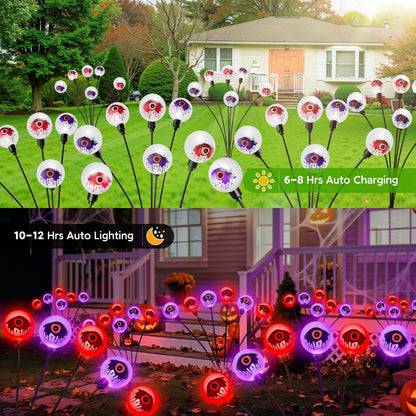 ELECLINK Halloween Decorations Outdoor Solar Lights, 6 Pack 36LEDs Scary Halloween Lights, Waterproof Swaying by Wind Spooky Solar Eyeballs Light for Yard Garden Grave Cemetery Halloween Decor