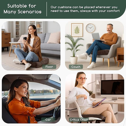 Tufted Corduroy Recliner Seat Cushion for Elderly, High Density Foam Large Square Seat Cushion for Recliner Chair, Floor Pillow, Office Chair, Car, No Pressure on Thighs, 20x20x4