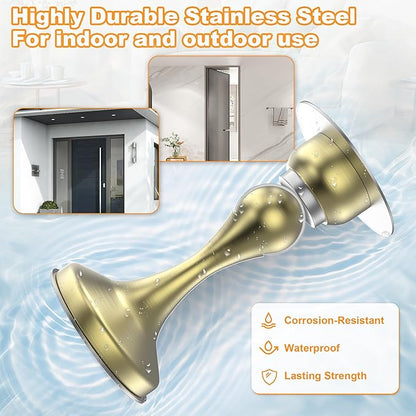 Crosize Magnetic Door Stoppers 6 Pack, Stainless Steel Door Stops for Wall and Floor Mounting, Gate Stops, No Drilling Metal Doorstops with Adhesive Tapes, Gold