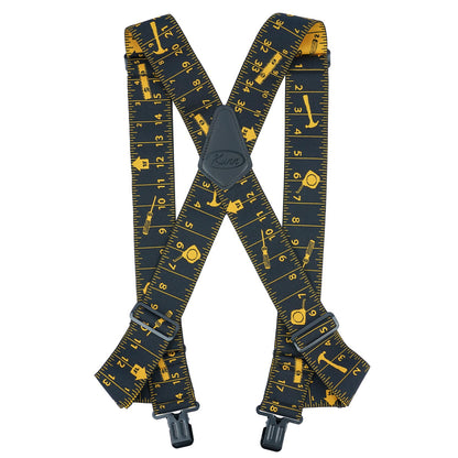 KUNN Men's Suspenders Heavy Duty 2 Inch Side Clip Adjustable Elastic Braces Truck Style Work Suspender,Black Rule