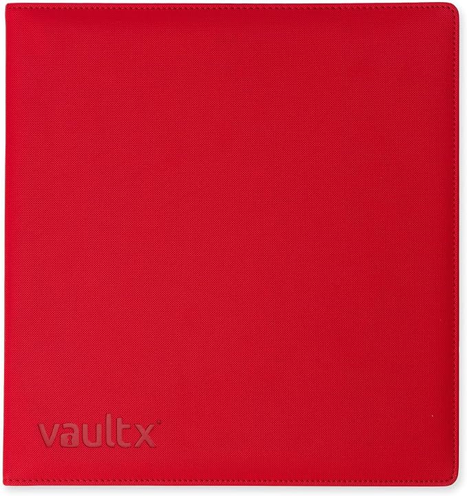 Vault X Large Ring Binder, 900 Cards, fits 9 Pocket Pages, Exo-Tec Material, 3 D-Ring Folder, for Trading Cards (Red)