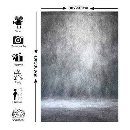 Haboke Abstract Professional Photography Backdrop for Portrait Photo Props Booth Background Photoshoot Studio with Polyester Fabric Roller Pocket on Top (8x10ft,Grey,No Stand)