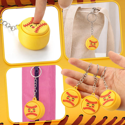 Kenning 12 Pcs Softball Clicker Fidget Keychain Bulk 3D Printed Clicker Fidget Toys Stress Relief Softball Party Faovrs Senior Night Gifts for Team Birthday Goodie Bag Stuffers Sport Lover Gifts